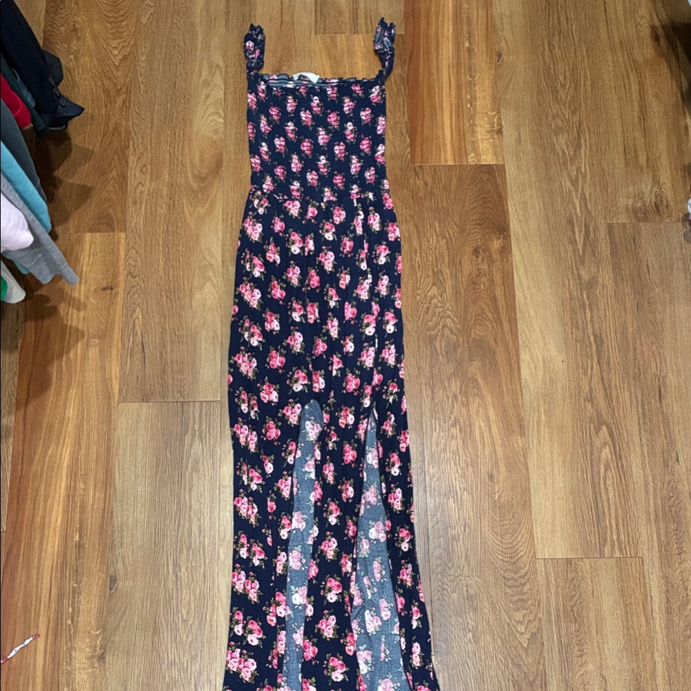 Altar'd State Navy and Pink Floral Maxi Dress